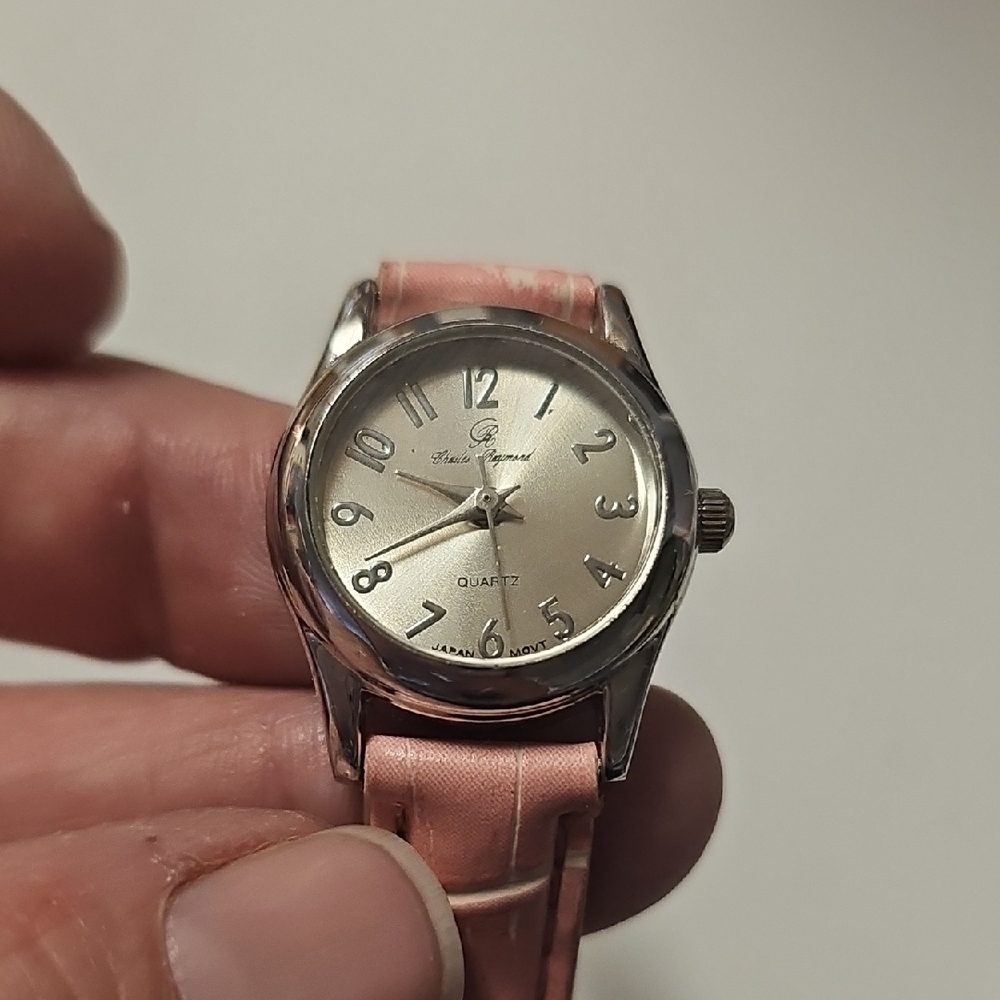 Charles Raymond Silver and Pink Quartz Watch